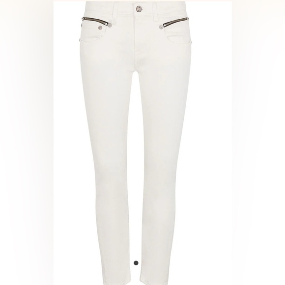 R13 Low-Rise Biker Boy 5 Stretch Trendy Pockets Cropped Designer Jeans White 26 - Picture 7 of 7